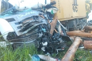 Acidente envolvendo carretas e carga de toras mata homem na BR-470, em Apina