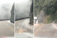 Fotos mostram grande volume de gua descendo a Serra do Rio do Rastro