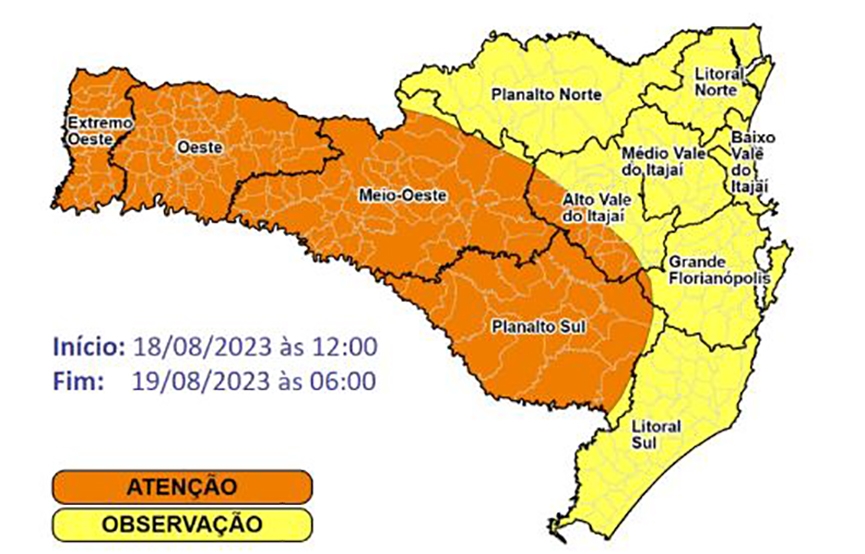 SC tem possibilidade de temporal entre sexta-feira e sbado