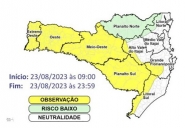 Frente fria volta a trazer chuvas nesta quarta-feira em Santa Catarina