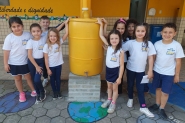 Samae instala cisterna de gua em escola de Gaspar para projeto sustentvel