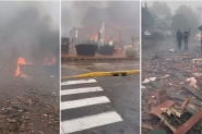 Avio cai no Centro de Gramado e atinge prdio, pousada e loja