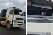 Motorista coloca capacete e dirige carreta sem para-brisas aps se acidentar entre MT e PA