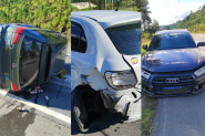 Coliso entre trs carros com capotamento  registrada na BR-470, em Gaspar