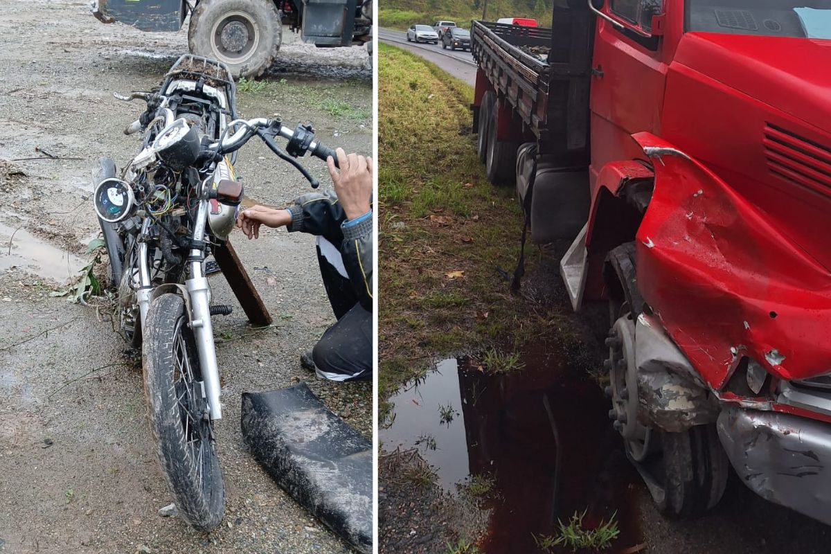 Motociclista sem CNH perde a perna em acidente na rodovia entre Gaspar e Brusque