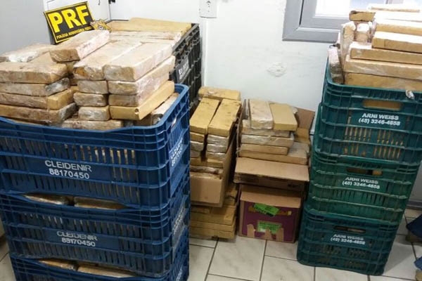 378 quilos de maconha so achados em pneus de caminho na BR-101