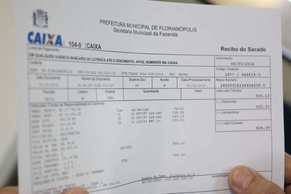 Projeto para adiar data da cota nica do IPTU de Florianpolis  rejeitado