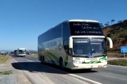 Protesto das empresas de nibus de turismo de SC passa por Gaspar rumo a Florianpolis