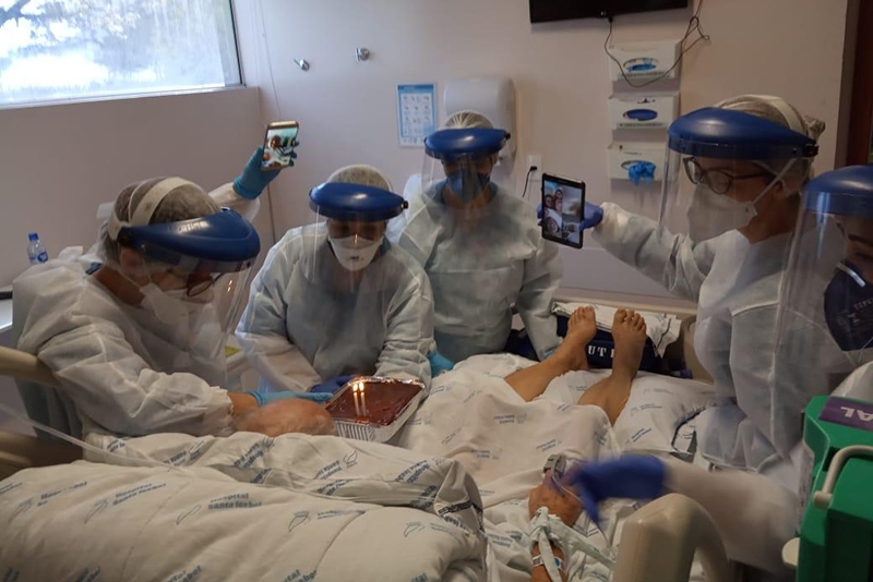 Paciente com coronavrus recebe homenagem de aniversrio no Hospital Santa Isabel