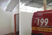 Quartel dos bombeiros de Ilhota  danificado durante temporal