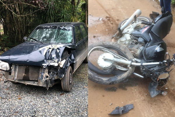 Jovem fica ferido em colisão no Alto Baú, em Ilhota