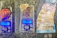 Cão da PM localiza drogas e casal é preso com crack, maconha e cocaína em Gaspar