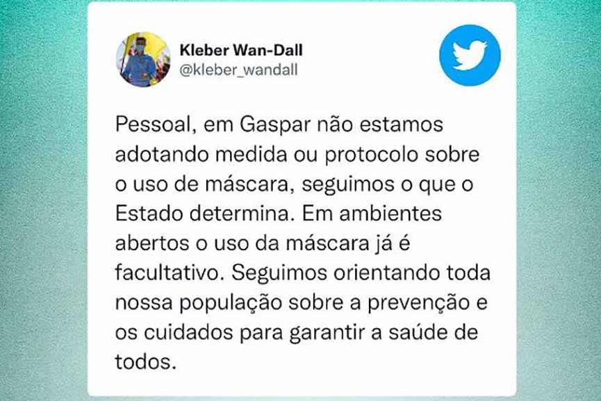 Uso de m�scara em locais fechados continua sendo obrigat�rio em Gaspar