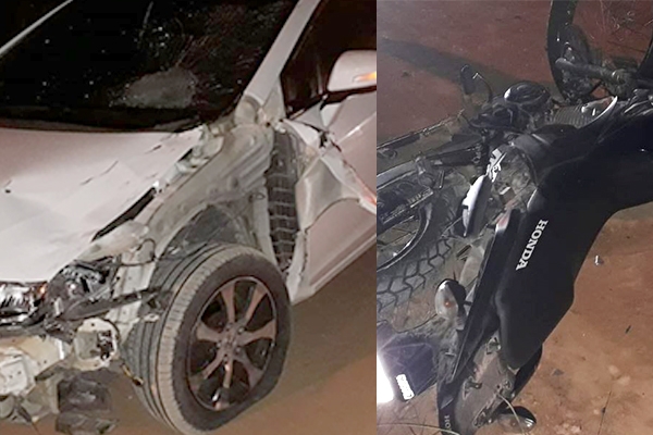 Colisão entre carro e moto deixa homem ferido no bairro Alto Gasparinho