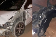 Colisão entre carro e moto deixa homem ferido no bairro Alto Gasparinho