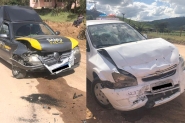 Crian�a fica gravemente ferida ap�s colis�o frontal entre dois carros em Ilhota