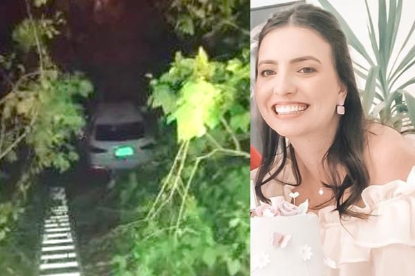 Advogada morre e beb� sobrevive ap�s carro cair em ribanceira em Brusque