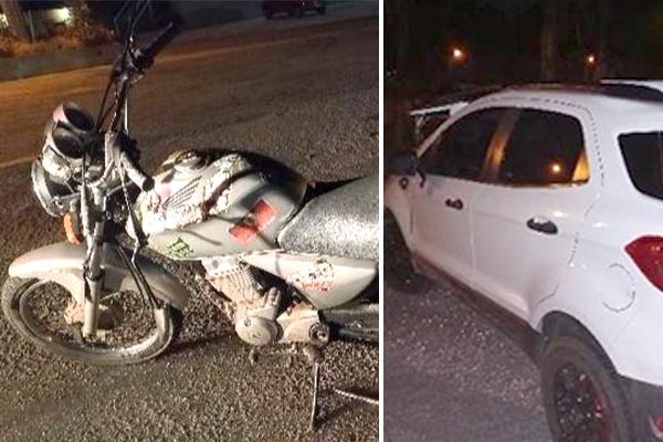 Colisão entre carro e moto deixa homem ferido na Ivo Silveira, em Gaspar