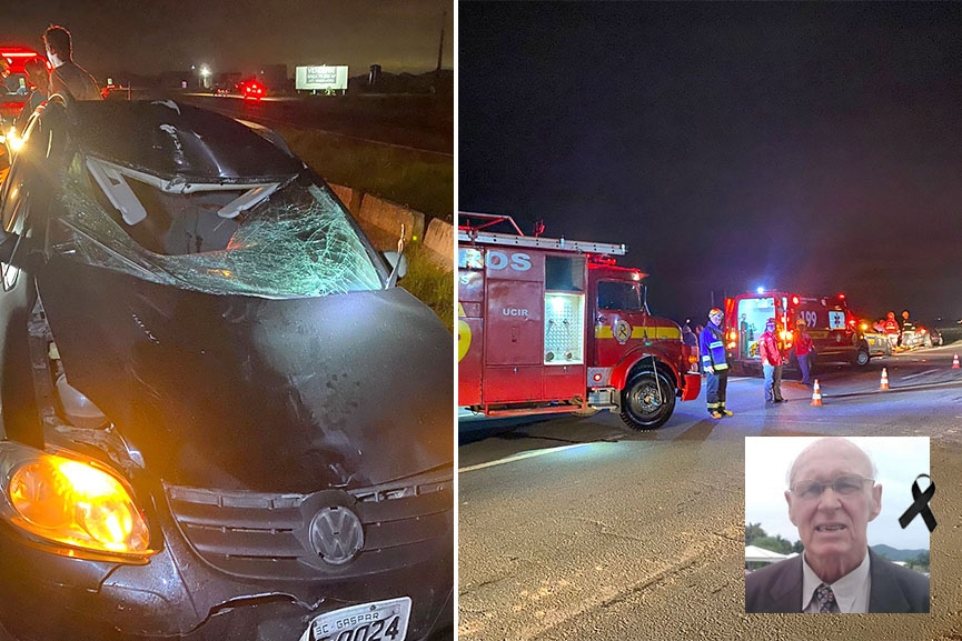 Idoso que morreu atropelado na BR em Ilhota buscava ajuda após carro apresentar problemas