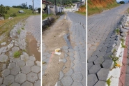 Moradores reclamam de cal�amento em rua do bairro Miss�es, em Ilhota