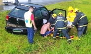 Duas crian�as s�o hospitalizadas ap�s carro capotar na BR-470, em Gaspar