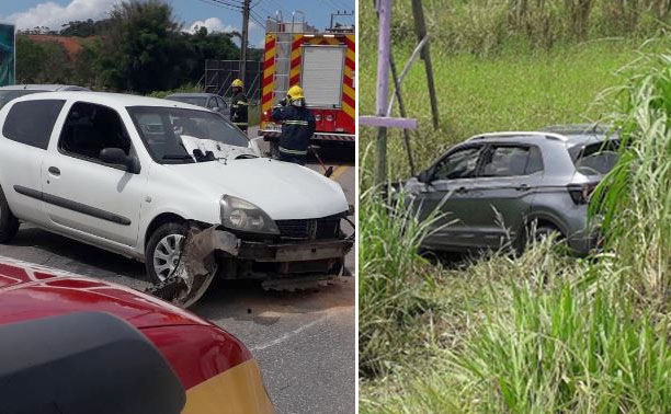 Carro cai em barranco após acidente na Rodovia Ivo Silveira, em Gaspar