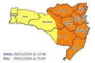 Defesa Civil alerta para chuva intensa nesta terça-feira em SC