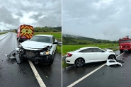 Bombeiros encontram carro batido e no localizam motorista na BR-470, em Ilhota