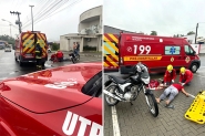 Carro e moto colidem no Centro de Ilhota
