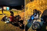 Elevação na pista faz motociclista perder controle e colidir contra barranco BR-470, em Ilhota