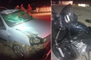 Motorista bêbado e sem habilitação colide contra moto e foge em Canelinha; piloto também não tinha CNH e ficou gravemente ferido