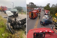 Grave acidente entre moto e carros mata duas pessoas na Jorge Lacerda, em Ilhota