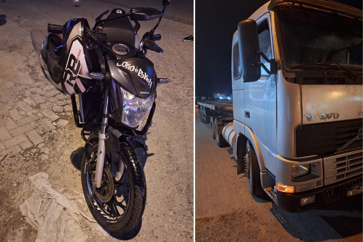 Coliso entre moto e caminho deixa homem gravemente ferido na Antnio Heil, em Itaja 