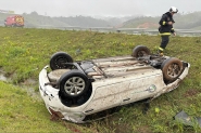 Homem fica ferido ap�s carro capotar na BR-470, em Ilhota