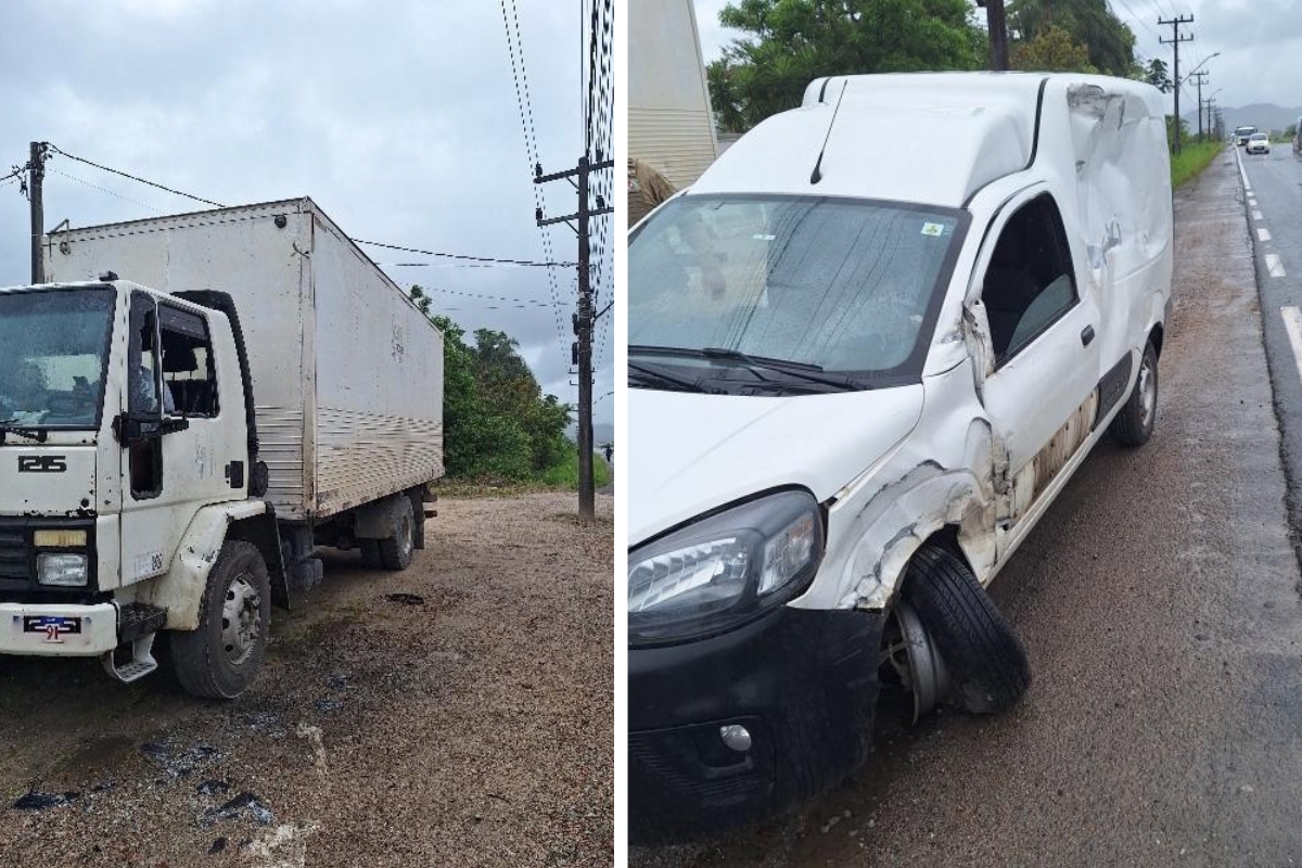 Motorista perde controle de carro e colide contra caminh�o na Jorge Lacerda, em Gaspar