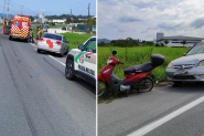 Mulher fica inconsciente após colisão entre carro e moto em Gaspar