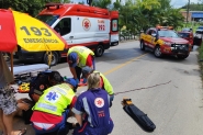 Jovem fica com ferimento grave na perna após acidente no Arraial, em Gaspar