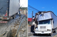 Caminhão derruba poste e arrebenta fiação elétrica no bairro Gaspar Mirim