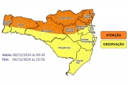 Segunda-feira ser� de tempo nublado e chuvoso em Santa Catarina