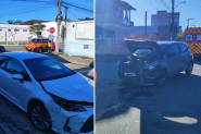 Carros colidem na rua Baro do Rio Branco, em Gaspar
