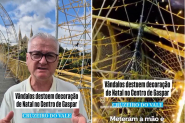 V�ndalos destroem decora��o de Natal no Centro de Gaspar