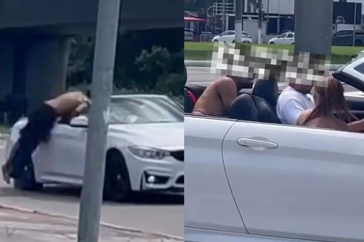 Assaltante pula dentro de BMW conversível em movimento e acaba preso em Florianópolis