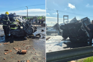 Caminhão prensa carro e kombi na BR-101, em Itajaí; três pessoas da mesma família morrem