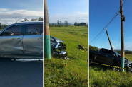 Colis�o entre carros, moto e poste � registrada no bairro Minas, em Ilhota