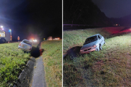 Sa�da de pista deixa duas pessoas presas em carro na BR-470, em Ilhota