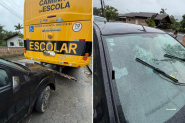 Sem cinto: passageira de carro ferida ap�s colis�o com �nibus escolar no Ba�, em Ilhota