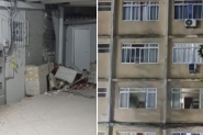 Estrutura de pr�dio cede e moradores saem �s pressas em Itaja�