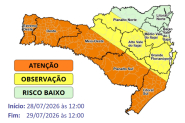 SC tem previs�o de temporais e chuva intensa entre ter�a e quarta